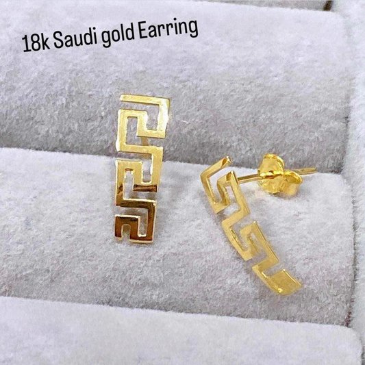 Fendi solid earrings 18k saudi gold