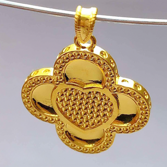 Gold 4 Leaf Heart Pendant Ampaw 18k Saudi Gold