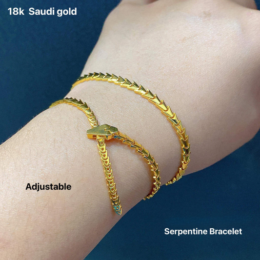 Serpentine Bracelet Solid 18k Saudi Gold