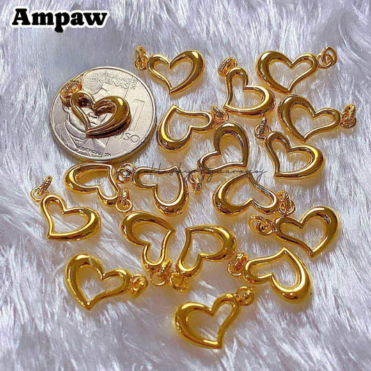 Plain Mini Heart Pendant Ampaw 18k Saudi Gold