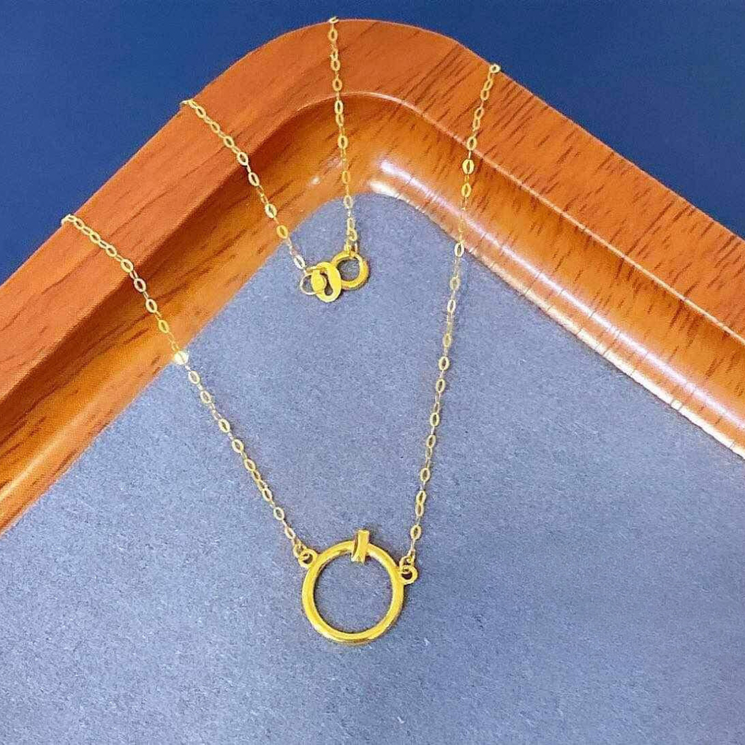 Circle Design Necklace Solid 18k Saudi Gold