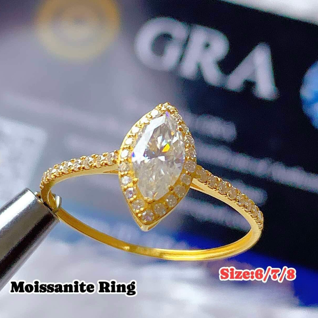 Diamond Style Moissanite Ring 18k Saudi Gold