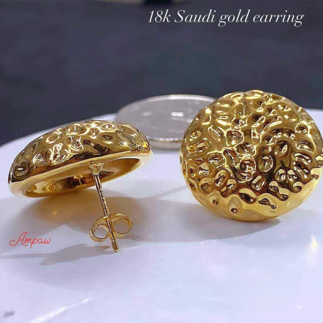 Golden Lava Earrings Ampaw 18k Saudi Gold