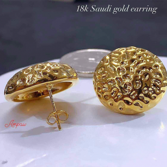 Golden Lava Earrings Ampaw 18k Saudi Gold