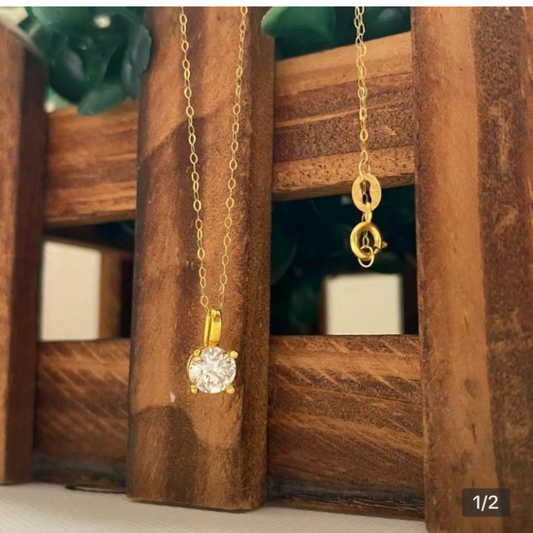 Set Moissanite Diamond Necklace with Tauco Chain 18k Saudi Gold