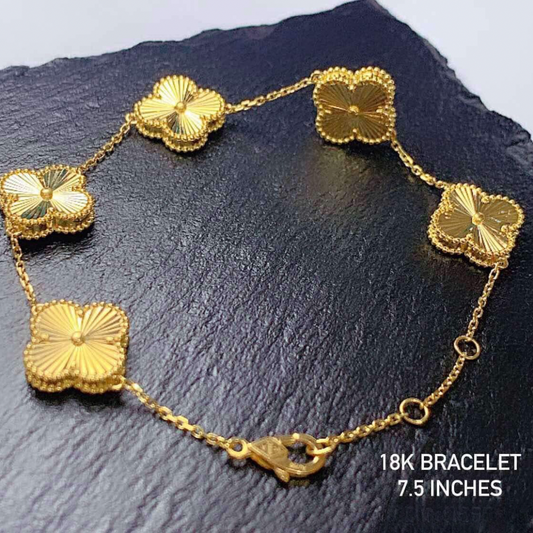 7.5" Clover Bracelet 18k Saudi Gold