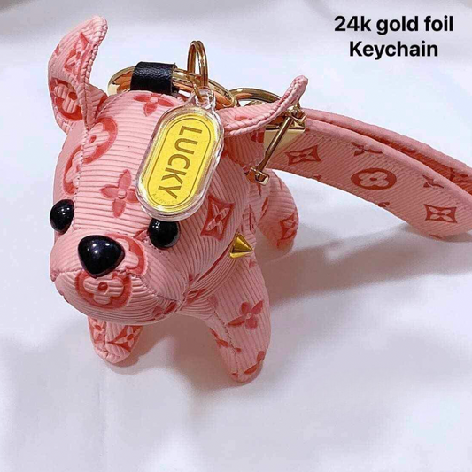 Pink Piggy KeyChain Lucky Charm 24k Gold