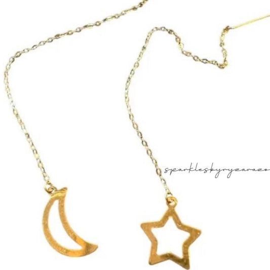 Moon and Star 18k Gold Tiktak Earring