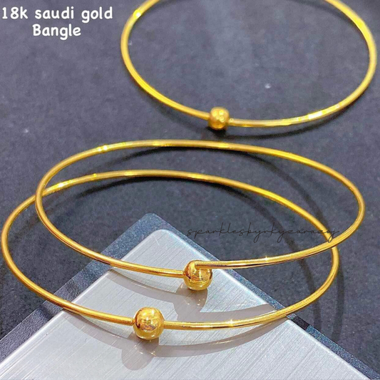 CatEye Plain Bangle Solid 18k Saudi Gold