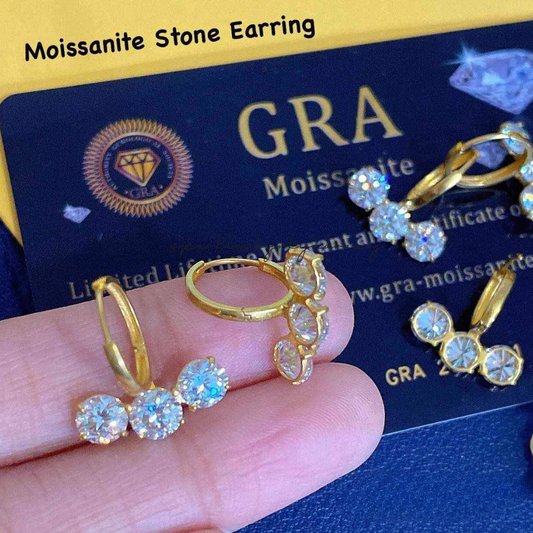 Smiley Moissanite Diamond Earrings Ampaw 18k Saudi Gold