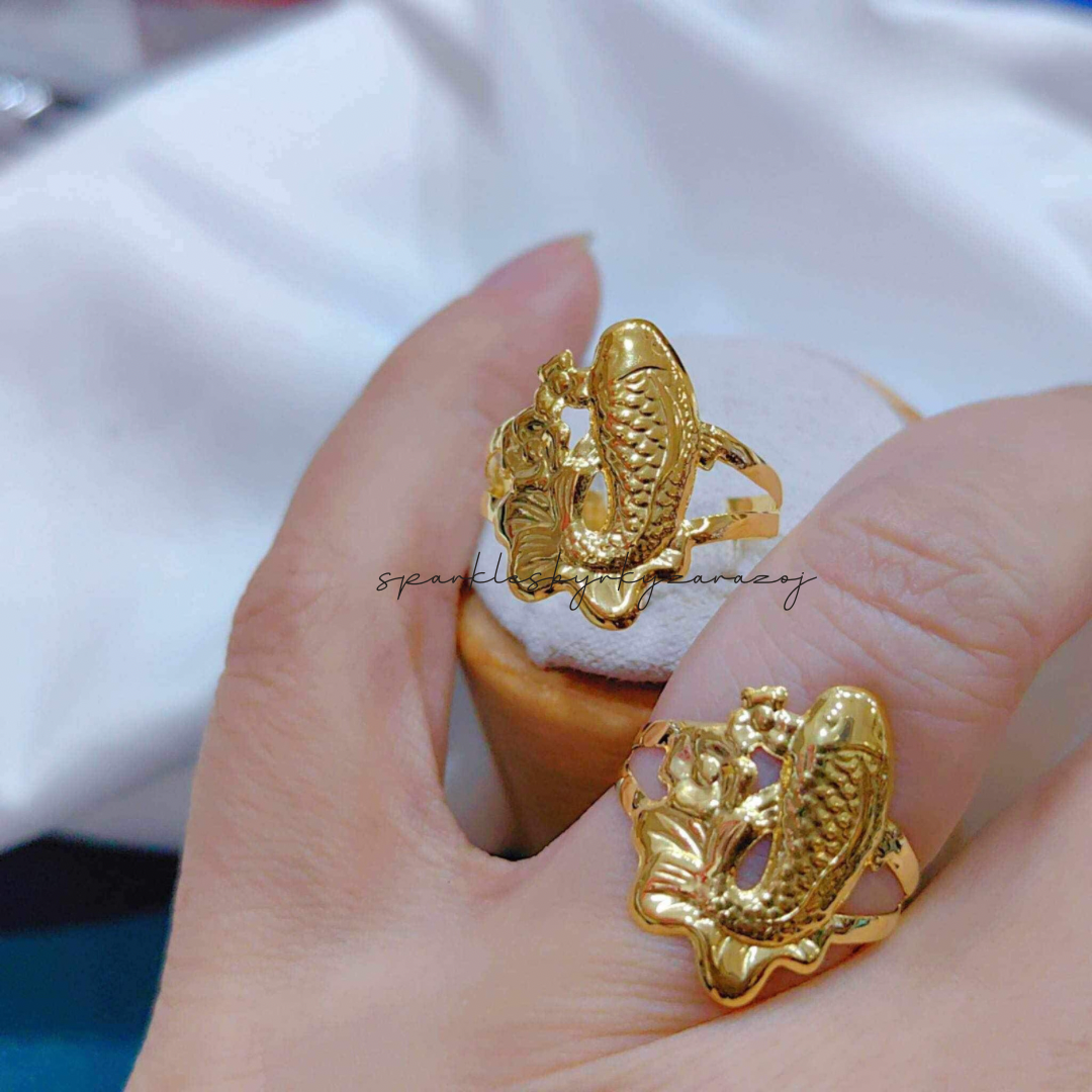 Gold Fish Ring Solid 18k Saudi Gold