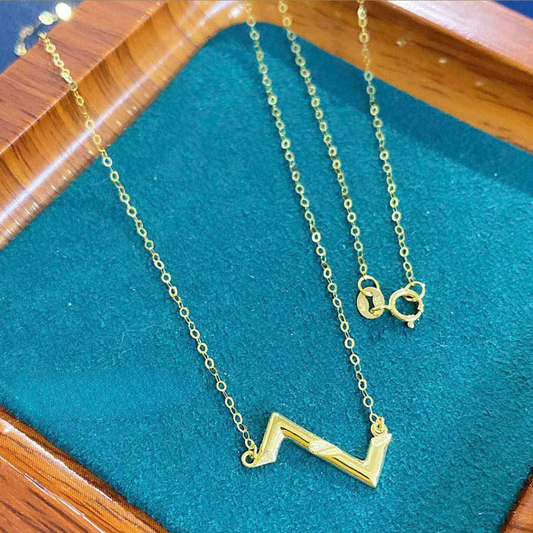 Z Centered Necklace Solid 18k Saudi Gold