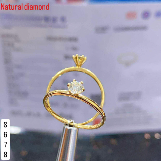 Plain Gold Natural Diamond Ring 18k Saudi Gold