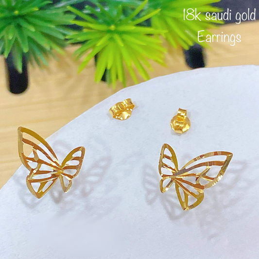 Brass Butterfly Earrings 18k Saudi Gold