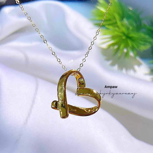 Set Twisted Heart Chain & Pendant Ampaw 18k Saudi Gold