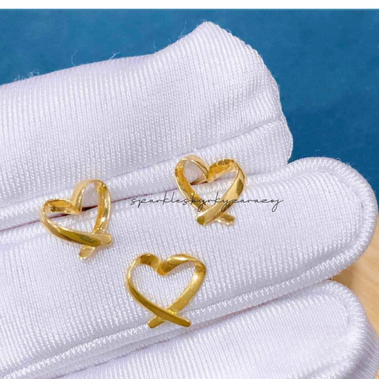 Set Twisted Heart Pendant Solid 18k Saudi Gold