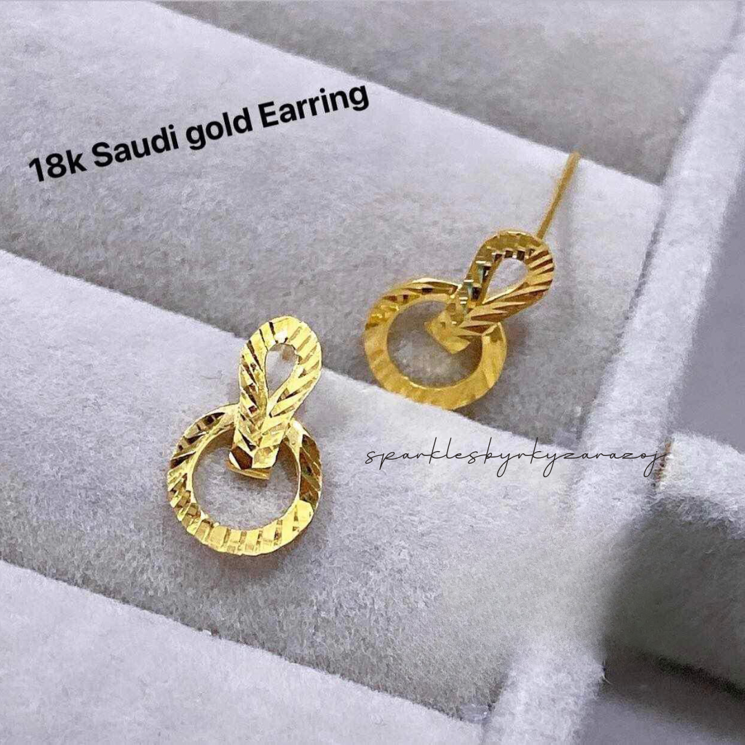 Clip loop earrings solid 18k saudi gold