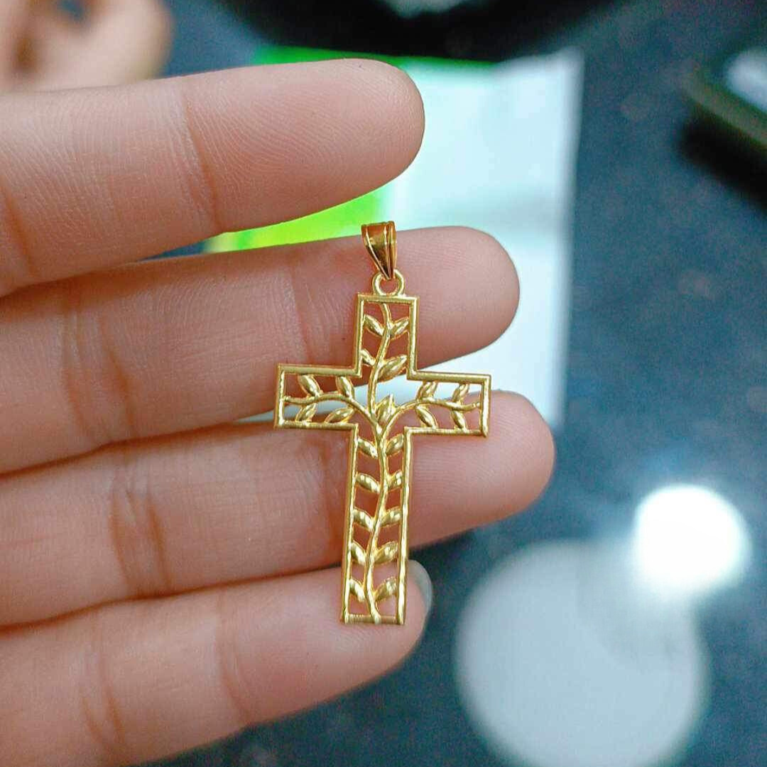 Palay Cross Pendant Solid 18k Saudi Gold