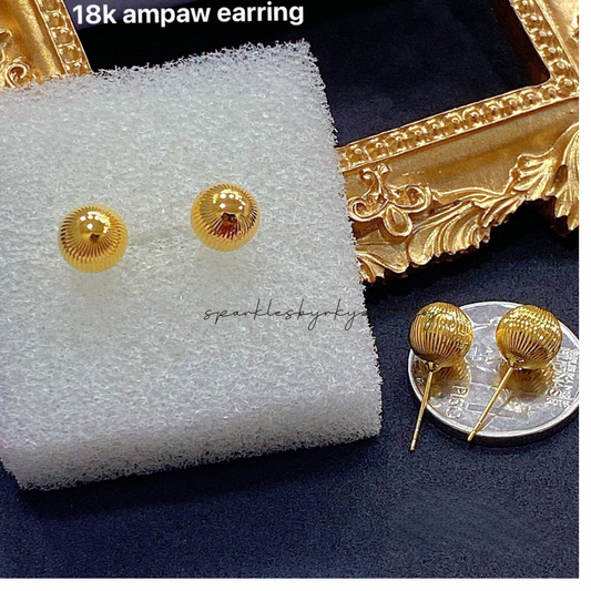 Golden Ball Earrings Ampaw 18k Saudi Gold