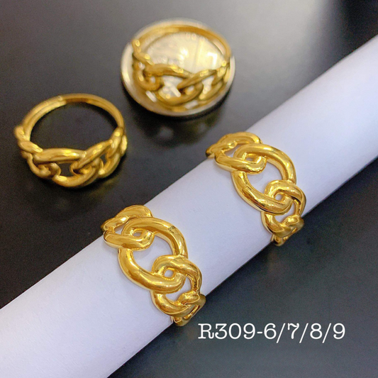 Kadena Chain Style Ring Solid 18k Saudi Gold