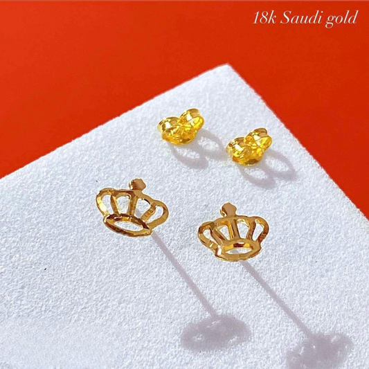 Crown Earrings 18k Saudi Gold