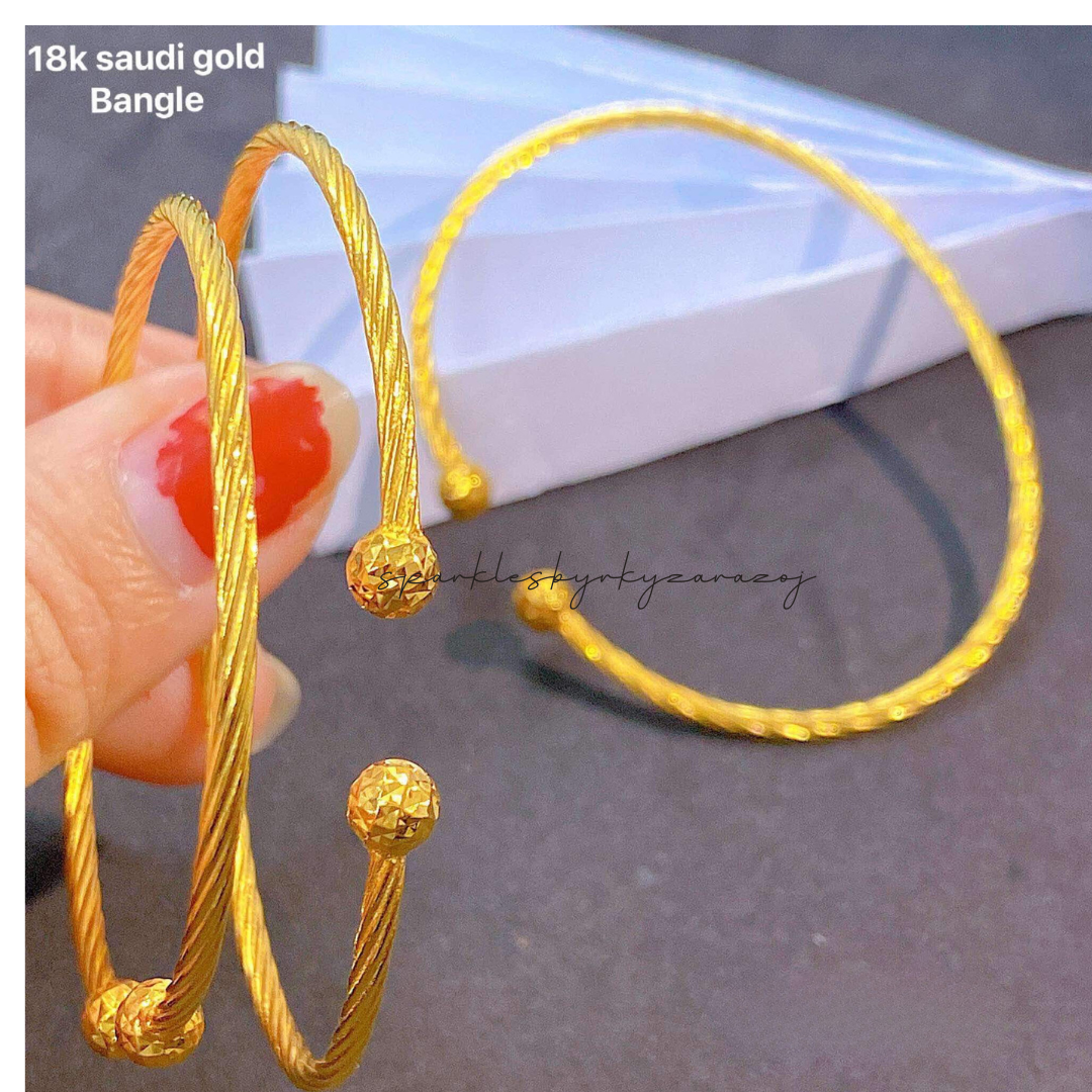 Twisted Bangle Solid 18k Saudi Gold