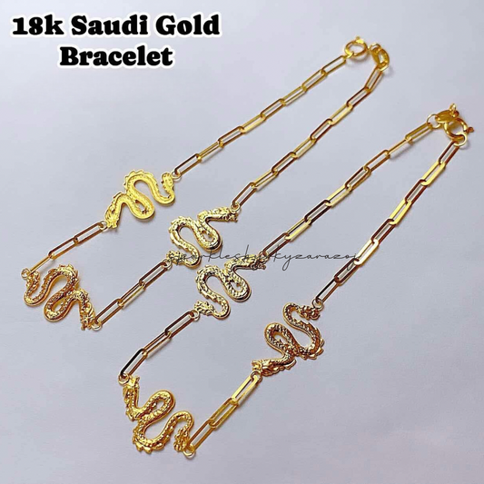 Paperclip x Twin Dragon Bracelet 18k Saudi Gold