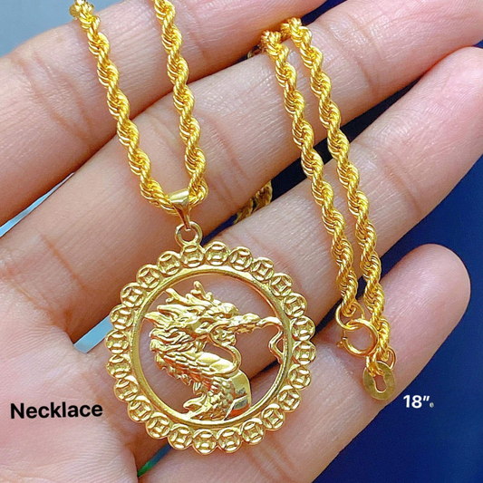 #10 Dragon Necklace 18k Saudi Gold