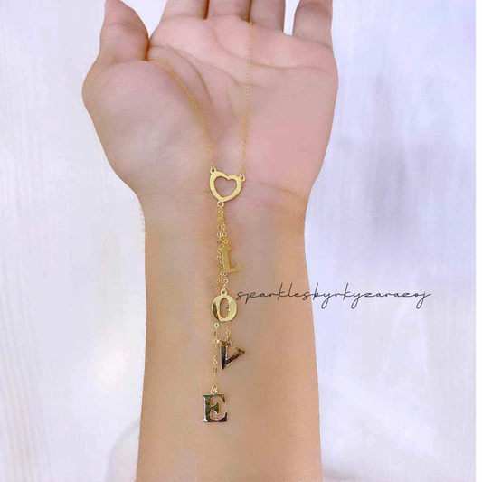 Love Necklace Solid 18k Saudi Gold