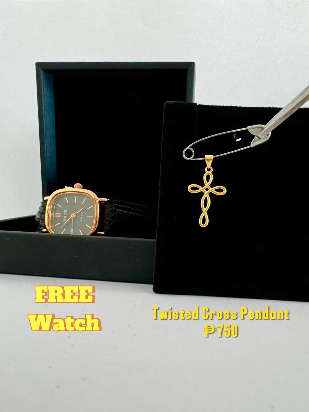 Twisted Cross Pendant w/ free watch