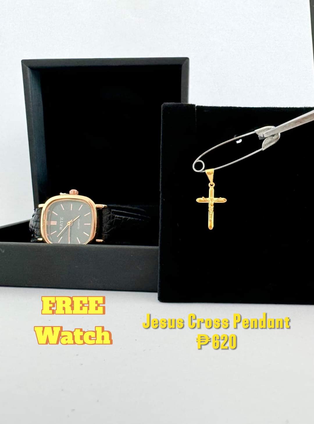 Jesus Cross Pendant w/ free watch