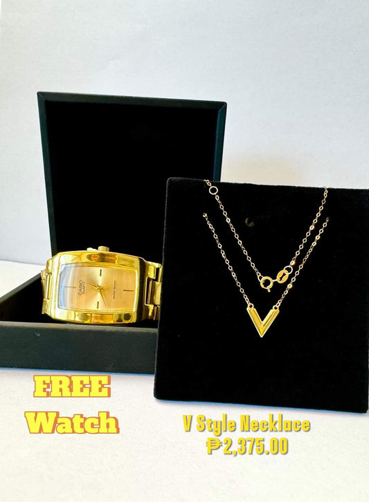 V Necklace w/ free watch