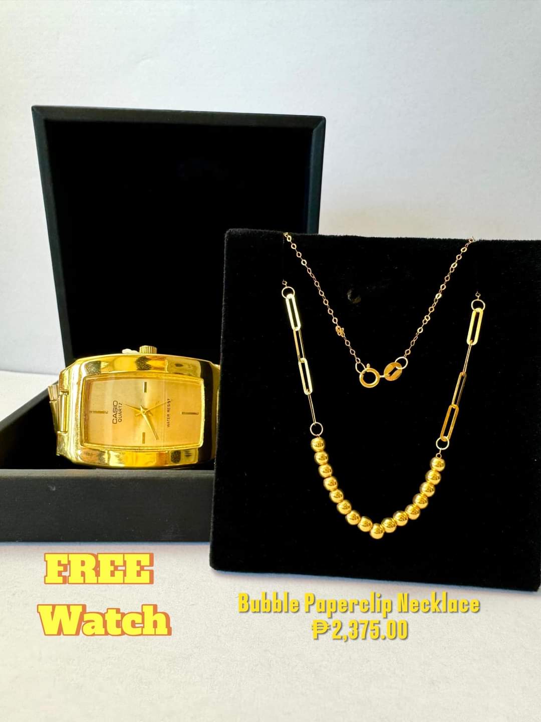 Bubble Paperclip Necklace w/ free watch