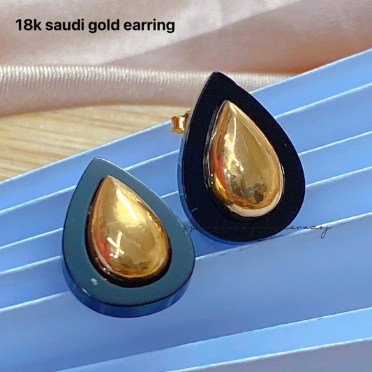 Gold Teardrop Earrings Ampaw 18k Saudi Gold