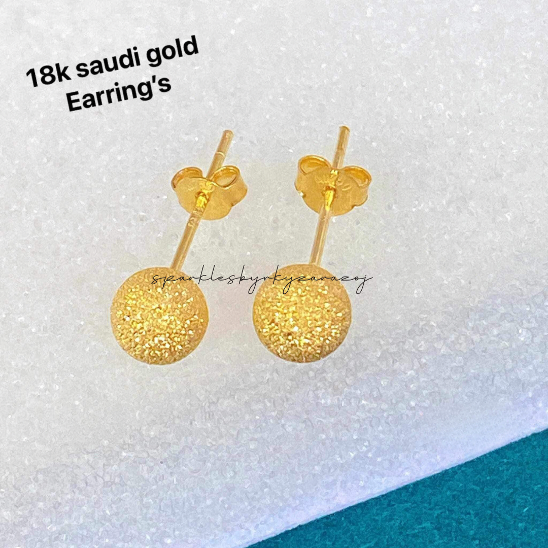 Golden Ball Earrings 18k Saudi Gold