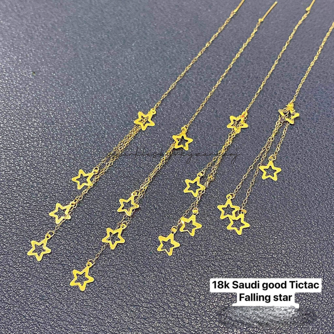 Tictac Falling Star Earrings Ampaw 18k Saudi Gold