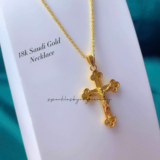 #8 Cross Pendant Only Ampaw 18k Saudi Gold