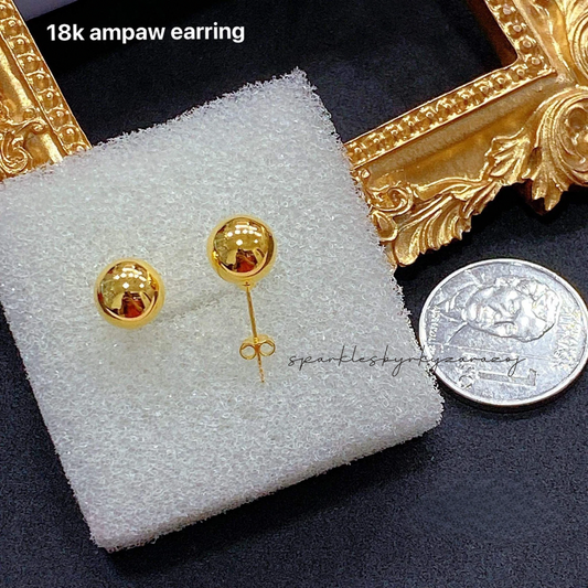 Plain Ball Earrings 18k Saudi Gold