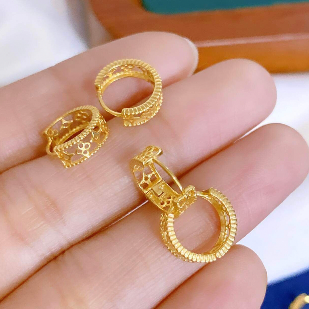 #11 Golden Earrings Solid 18k Saudi Gold