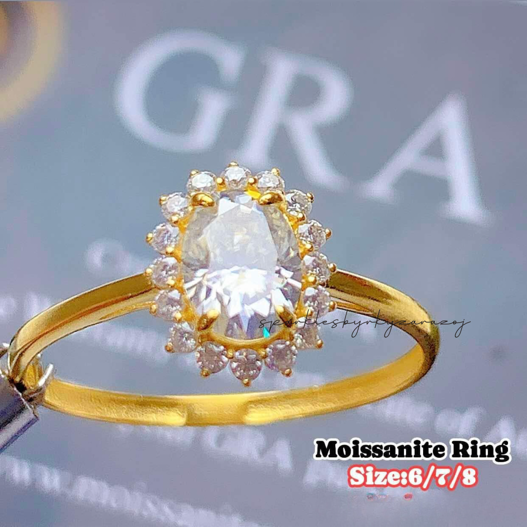 Moissanite Ring 18k Saudi Gold