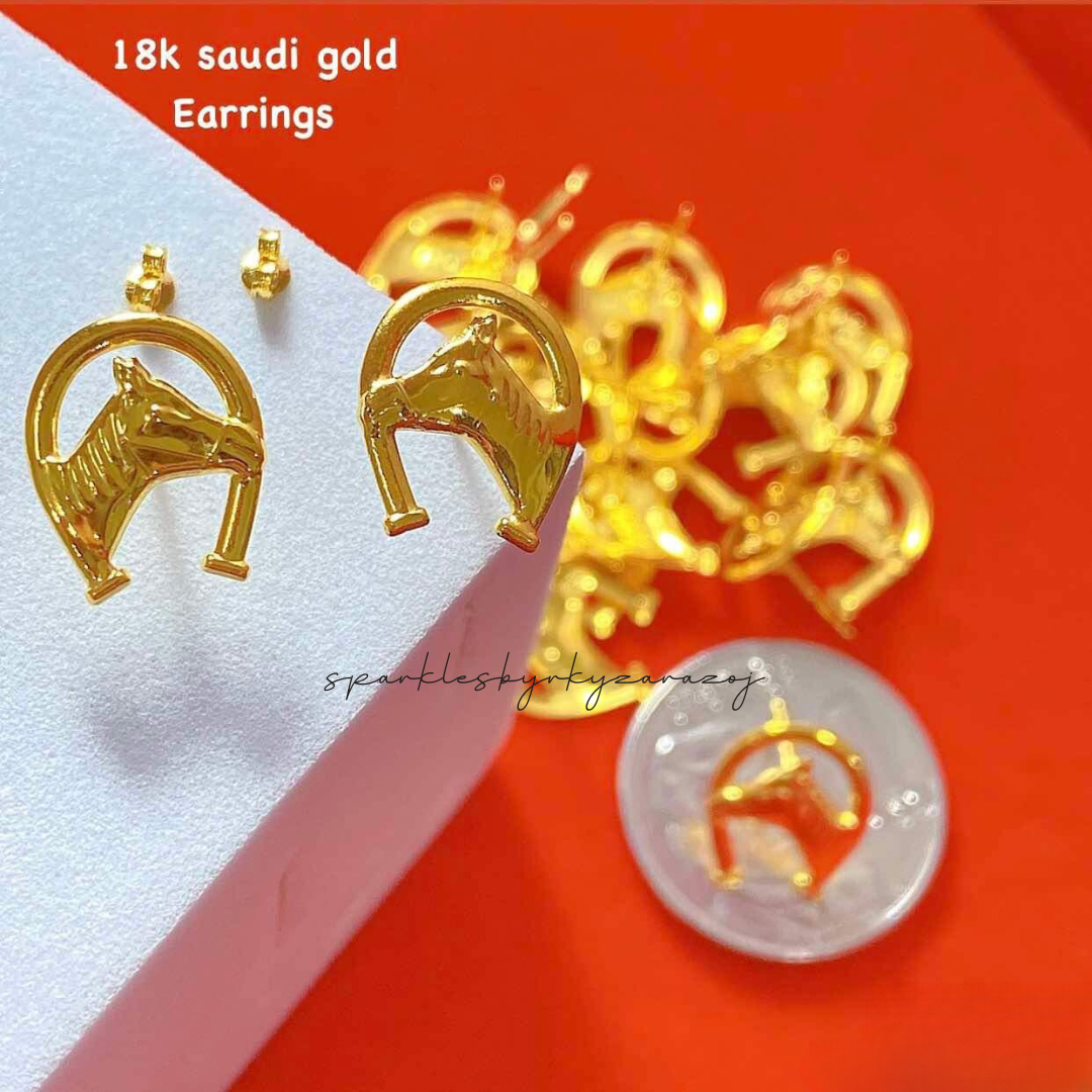 Horse Head Earrings 18k Saudi Gold