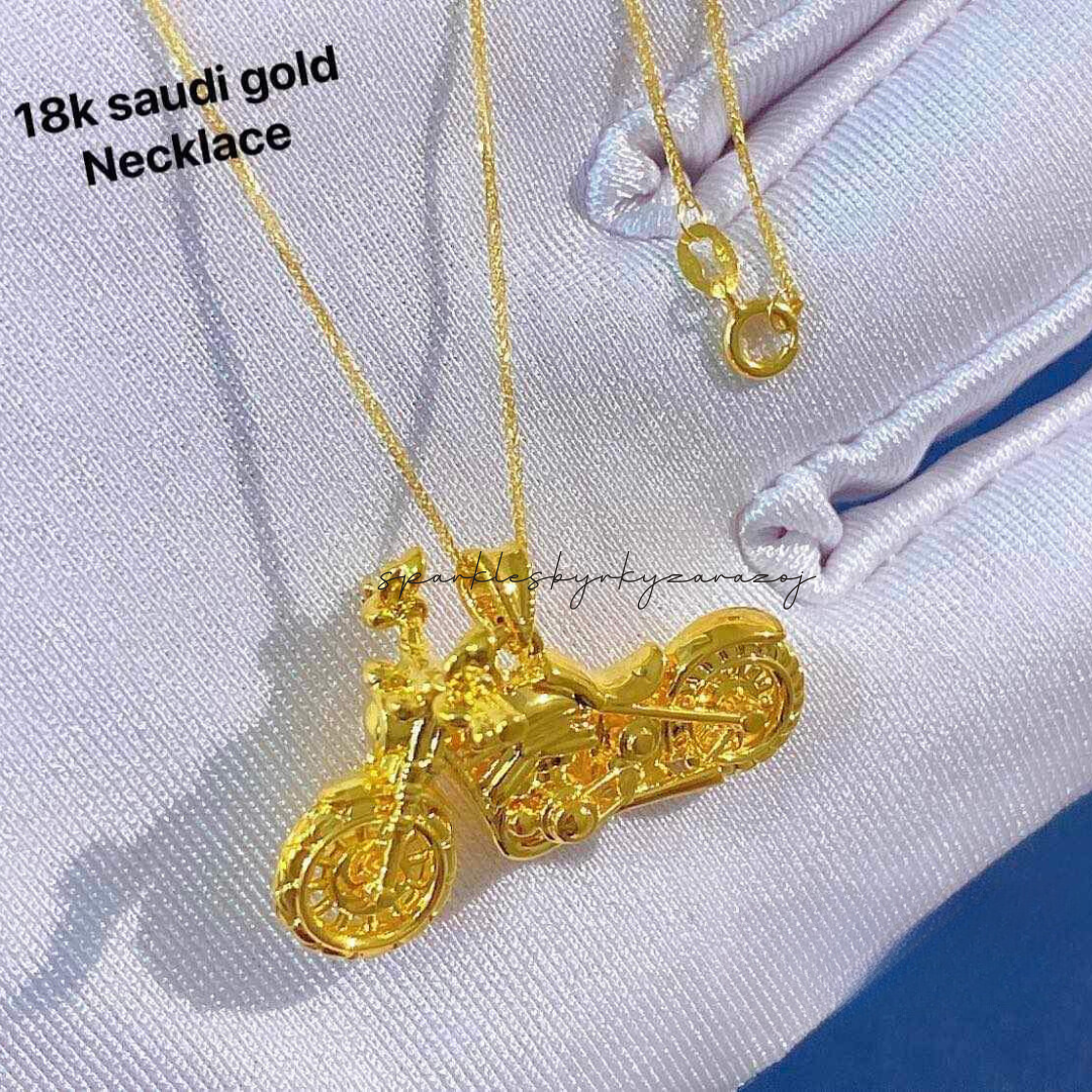 Set Harley Pendant & Chain Necklace Ampaw 18k Saudi Gold