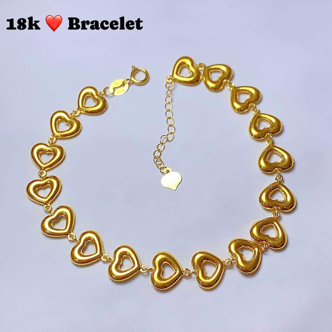 Mini Heart Bracelet 18k Saudi Gold