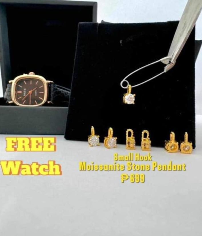 Moissanite pendant small hook w/ free watch