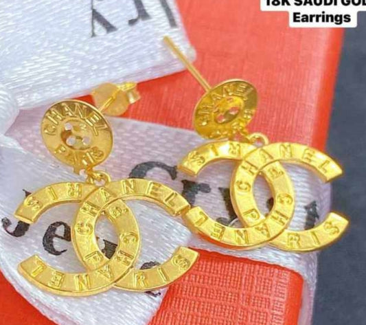 Cc w/ engrave chanel design Solid Earrings