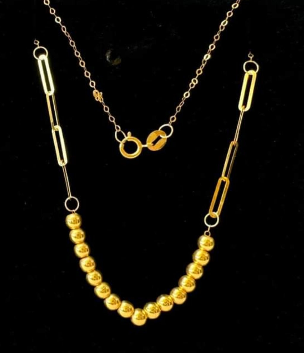 18k Bubble Paperclip Necklace