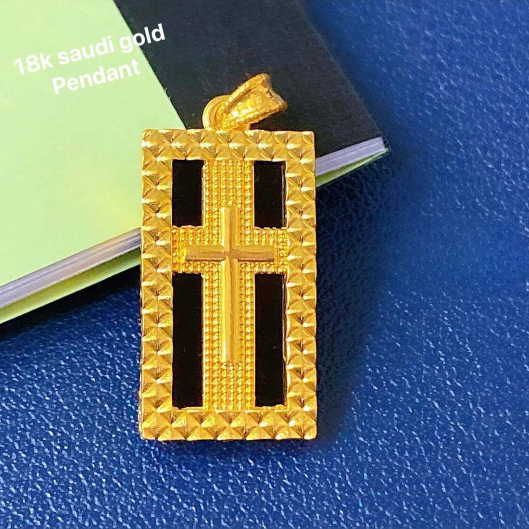 Bar cross gold ampaw 18k saudi gold pendant