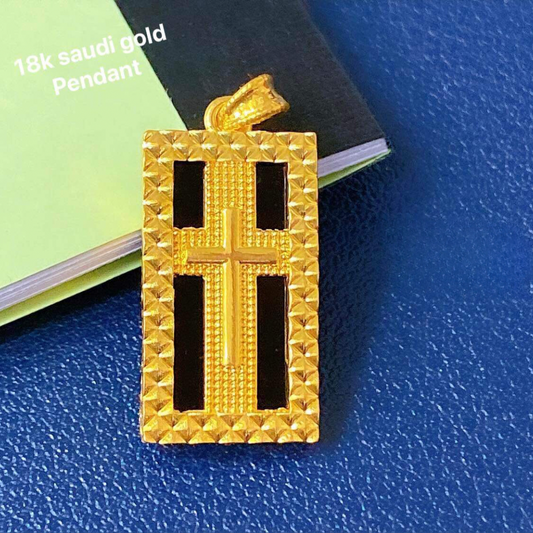 Bar cross gold ampaw 18k saudi gold pendant