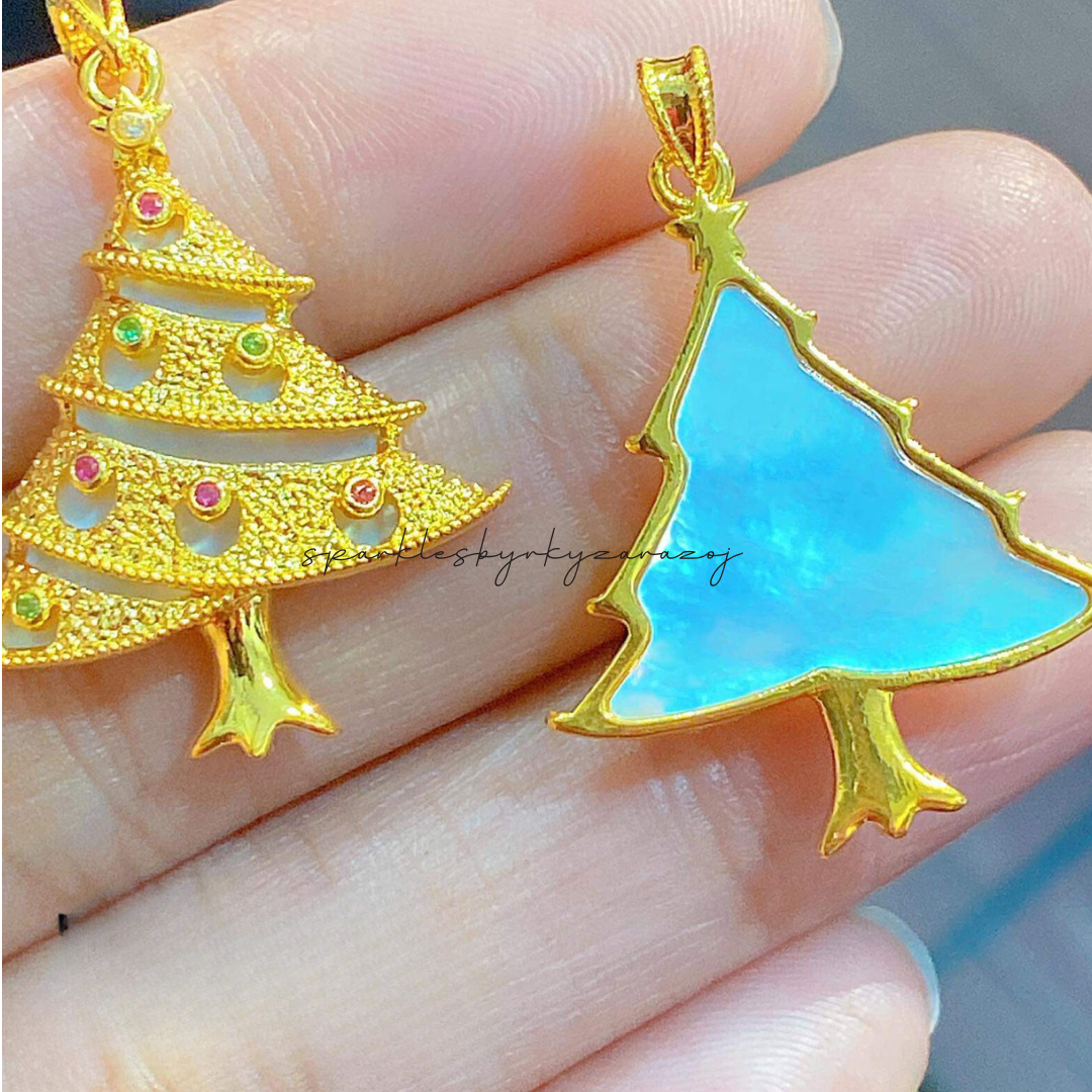 Pine tree gold Ampaw 18k saudi gold pendant