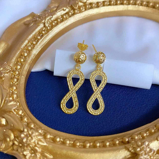 Infinity earrings solid gold 18k saudi gold